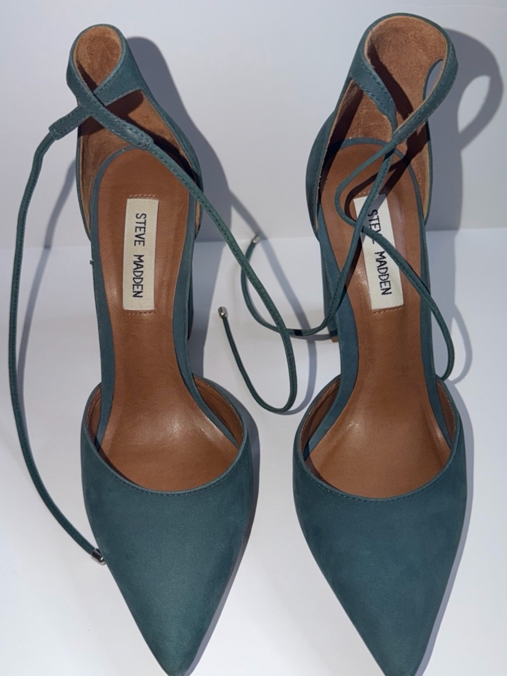 Steve Madden Teal Pointed-Toe Lace-Up Heels